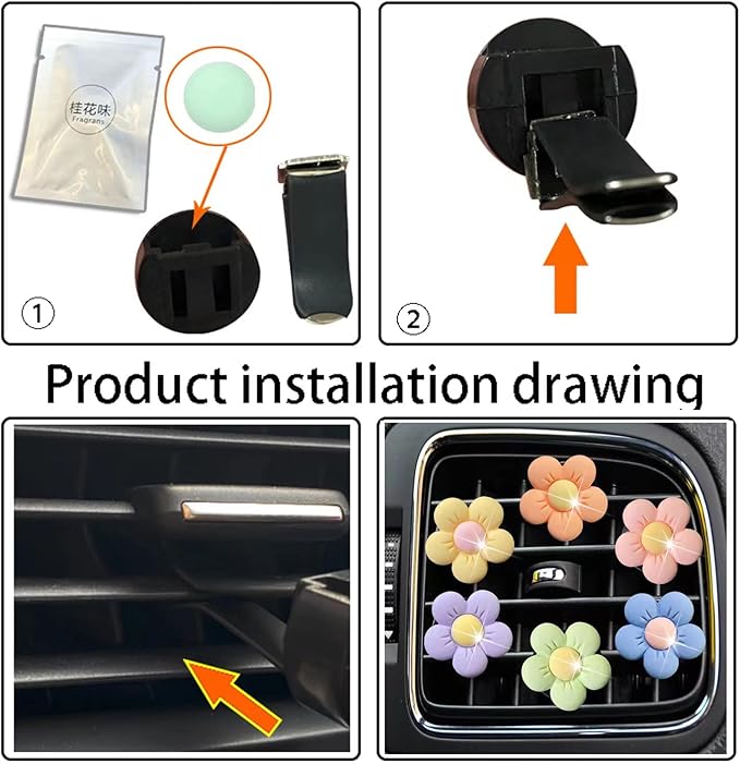 Cute Daisy Air Vent Clips, 6 Pcs Flower Air Fresheners Vent Clips Diffuser Vent Clip Charm Car Decoration for Women Cute Car Interior Decor Accessories +Sunflower Mask Hook