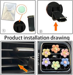 Cute Daisy Air Vent Clips, 6 Pcs Flower Air Fresheners Vent Clips Diffuser Vent Clip Charm Car Decoration for Women Cute Car Interior Decor Accessories +Sunflower Mask Hook