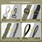 AUBELL Tactical Dog Leash Heavy Duty,4-6ft Reflective Strong No Pull Bungee Leash for Small Dogs with Comfortable Padded Double Handle,Car Seat Belt,360 Degree Rotating Carabiner,Green