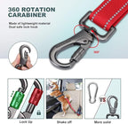 IOKHEIRA Dog Seat Belt 3-in-1 Car Harness for Pets Adjustable Safety Seatbelt Nylon Reflective Bungee Fabric Dog Car Harness with Clip Hook Latch & Buckle, Swivel Zinc Alloy Carabiner Red