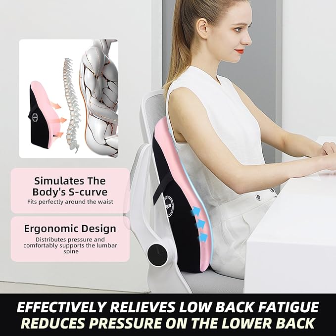 LIQUN Memory Foam Seat Waist Pillow, for Office Chair, Car, Game Chair Lower Back Pain Relief and Improve Posture Lumbar Support Pillow, (Black)