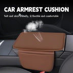 Car Armrest Cover Pad - Nappa Leather Car Center Console Cover with Breathable Holes, Non-Slip Auto Arm Rest Cushion, Universal Car Interior Accessories Fit forTesla Model Y (Dark Brown)
