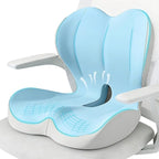 Seat Cushion for Office Chair and Car, Lumbar Support Pillow for Office Chair, Memory Foam Ergonomic Seat Cushion for Long Sitting, Back & Tailbone Pain, Sciatica - Blue & Gray