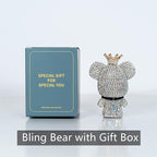 Cute Car Accessories, Bling Crystal Bear Car Air Freshener With Vent Clip,Rhinestone Aesthetic Car Decor Interior Decoration (SLIVER)
