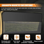 Car Rear Side Window Sunshade, Magnetic Automotive Windshield Privacy Curtain with Half Shade, Mesh Sun Protection Cover Blocks Heat, Glare, UV Rays for Driver Passenger (Rear)