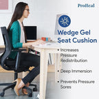 Gel Wedge Seat Cushion with Pommel, Bariatric 22" x 16" x 4" -2" - Better Posture and Hip Positioning - High Density Foam and Pressure Redistribution Gel and Back, Tailbone, and Coccyx Support