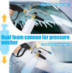 Foam Cannon Dual Connector Accessory/Foam Cannon Dual Tech, Dual Connector Foam Cannon for Pressure Washer. 1/4" Quick Connect, M22, 4000 PSI, 1.5L Tank + 7 Nozzles - Car, Home & Outdoor Cleaning