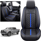 Tomatoman Tacoma Car Seat Covers Compatible with Toyota Tacoma 2005-2023 2024 2025 2026 Truck Access Double Crew Cab TRD Pro Trail Edition Off-Road Waterproof Leather Cushions(2PCS Front/Black-Blue)