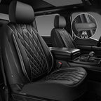 CAR PASS Piping Luxury Leather Two Front Car Seat Covers,Silver Glitter Waterproof Seat Cover Compatible with Front Seat Armrests,Universal Fit for Suvs,Vans,Trucks,Airbag Compatible(Black and Silver)