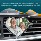 Custom Pictures Car Air Freshener Vent Clips, Personalized Black Rhinestone Photo Frame Air Fresheners Outlet Clips, Car Decoration In Memory of Someone (B-Heart Rhinestone-Bordered)