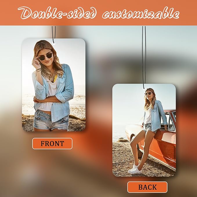10-1000Pcs Custom Air Fresheners with Picture, Personalized Double Sided Photo/Text/Logo Air Freshener, Customized Gifts for Branding Business Events Promotions
