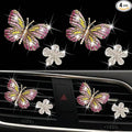 Bling Butterfly Air Vent Clips, 4 Pcs Crystal Daisy Car Air Fresheners, Rhinestone Diamond Flower Car Decoration