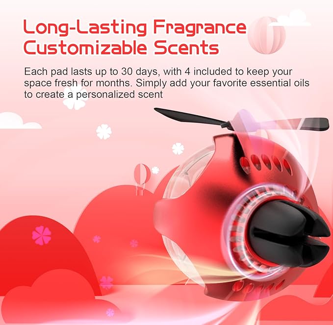 Red Bear Car Air Freshener with 6-Color Auto Light Up & 4 Scented Pads – Light Fragrance, Decorative Auto Accessories,Cute Velentine's Day Small Gift