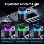 Smart Car Air Freshener, Automatic Car Air Freshener Diffuser with Ambient Light, Car Diffuser with 2 Essential Oil Box, Aromatizante Para Carro, Car Fresheners Long Lasting (2 Essential Oil Box)