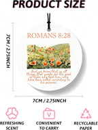 Orange Christian Round Car Air Freshener 4 Pcs, Coquette Orange Bow Religious Hanging Air Freshener for Cars Closet Drawer Books, Christian Girly Car Accessories Mirror Decor for Women