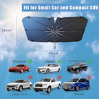 JDDRY Car Front Windshield Sun Shade with Pull Cord, Umbrella Sun Shade for Windshield, 2024 Sun Shades Cover for Small Car/Sedan/Compact SUV (140x74cm)