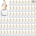 BBTO 100 Pcs Car Air Fresheners Diffuser with Wooden Cap Empty Aromatherapy Diffuser Clear Car Fragrance Holder Pendant Hanging Perfume Fresheners Bottles for Decor(Cube,Clear)