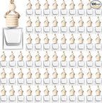 BBTO 100 Pcs Car Air Fresheners Diffuser with Wooden Cap Empty Aromatherapy Diffuser Clear Car Fragrance Holder Pendant Hanging Perfume Fresheners Bottles for Decor(Cube,Clear)