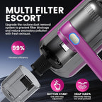 PATO Mattress Vacuum Cleaner, Wireless Handheld Bed Vacuum Cleaner with UV-C Light, HEPA Filter and Ultrasonic Vibration, 12KPa, Suitable for Beds, Sofas, Car Seats, Carpets (Purple)