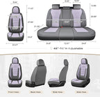 Coverado Car Seat Covers Front, Seat Covers for Cars, Waterproof 2-Pack Car Seat Cushions, Leather Carseat Seat Protectors, Universal Seat Covers Fit for Most Sedans SUV Pick-up Trucks(Gray&Purple)