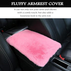 Fluffy Furry Armrest Cover for Car, Auto Center Console Cover Pad Car Soft Console Pad Wool Fur Armrest Seat Box Cover Protector Universal Fit for Most Vehicle, SUV (Pink)