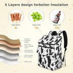 Cooler Backpack Soft Insulated Leak Proof 30 Cans Insulated Backpack Cooler Portable Picnic Camping Beach Hiking BBQ Lunch Backpack for Men and Women -Cow Color