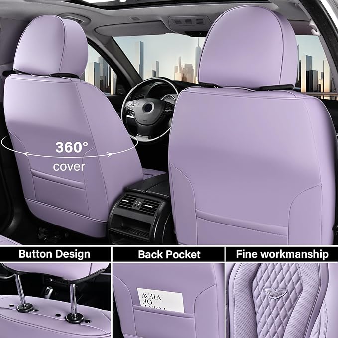 Coverado Seat Covers, Car Seat Covers Front Seats, Purple Car Seat Cover, Luxury Car Seat Covers, Seat Cushion, Front Car Seat Covers Leatherette Car Seat Protector