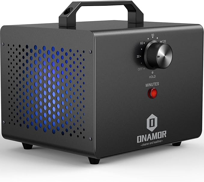 ONAMOR Ozone Generator 77000mg, Ozone Machine Ionizer O3 Deodorizer for Home, Basement, Smoke, and Pet Room (Eliminating Odors Area up to 4000 Square Feet, All Metallic Black)