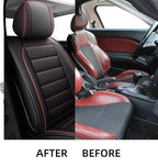 CAPITAUTO Seat Covers, Car Seat Covers Full Set, Black Car Seat Cover, Car Seat Covers Front Seats Back Seat Cover, Waterproof Faux Leather Seat Covers Fit for Most Cars Trucks SUV(Black&Red)