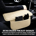 Car Center Console Cover, Upgraded Microfiber Car Armrest Cover Cushion, with 2 Storage Bags Scratch, Resistant Leather Cars Armrest Storage Box Universal Vehicles Accessories (Beige)