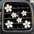 Daisy Air Vent Clips, 6 Pcs Cute Flower Car Air Conditioning Outlet Clip Car Air Freshener Clip Charm Car Interior Decor Charm Colorful Car Interior Accessories for Girls Women (White)