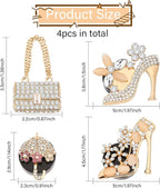 4Pcs Bling Air Vent Clips Crystal High Heel Shoe and Bag Bling Air Freshener for Car Vents Clips Gift Decorations Cars Accessories Interior Decor