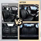 FLORICH Front Car Seat Covers, Luxury Waterproof Faux Leather Seat Covers Cushion, Black Car Seat Cover Protectors Universal Fit for Most 5 Seats Vehicles - Black