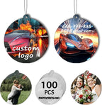 100Pcs Custom Logo Car Bulk Air Fresheners, Double-Sided Custom Air Fresheners with Picture, Personalized Air Freshener for Car, Suitable for Custom Gifts for Branding Business Events (Rount)