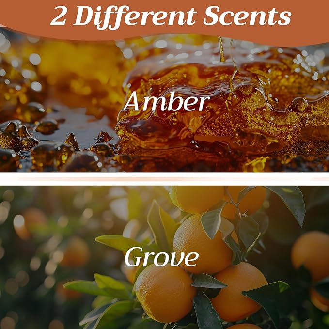 2 Pcs Wood Car Air Freshener Starter Refill Kit Car Odor Eliminator, Scent Deodorizer Vehicle Scent Diffuser for Cabin, Truck & Suv Visor Clip, No Clip Included (Amber, Grove)