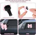 6pcs Pink Bow Car Vent Clips Air Freshener Vent Clip Cute Air Conditioning Outlet Clip Car Interior Decor Charm Accessories(3.2 cm, 3.4 cm)