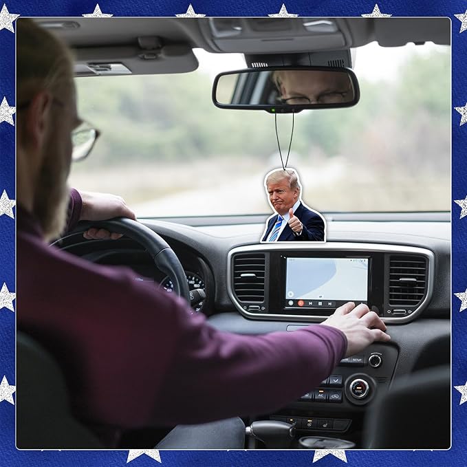 American USA President Car Air Freshener Card Pendant（8 Pack Refreshing Ice Scent） American Flag Gifts Merch Party Supplies Room Decor Accessories for Hanging Rearview Car Interior