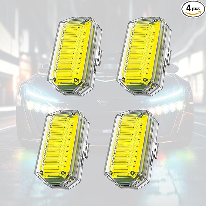 Wireless Emergency Strobe Lights with Remote | USB Rechargeable LED Light Kit (4-Pack) | 7 Colors for Car, Truck, Motorcycle, Drone