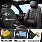 Fit Altima Car Seat Covers Compatible with Nissan Altima 2011-2025 2026 - Premium Leather，Waterproof Breathable，All-Weather Seat Cushion Protecto&Airbag Compatible (2 Front Seat Red Line Black)