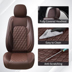 Huidasource Front Seat Covers Fit for Toyota Tacoma 2016-2023 SR SR5 Limited TRD Sport/Pro/Off Road All Cab Front Row, 360° Full-wrap Leather Automotive Car Seat Cushion Cover (Front Pair/Coffee)
