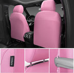 CAR PASS 3D Foam PU Leather Pink Car Seat Covers, Universal Seat Covers Front 2 for Trucks SUV Sedan Automotive Seat Covers Armrest Airbag Compatible Waterproof Comfortable Faux Nappa Leather All Pink