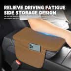 Car Armrest Cover Pad - Nappa Leather Car Center Console Cover with Breathable Holes, Non-Slip Auto Arm Rest Cushion, Universal Car Interior Accessories Fit forTesla Model Y (Light Brown)