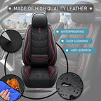 Leather Car Seat Covers Fit for Toyota C-HR CHR 2018-2024, 5 Seater Car Seat Cover, Premium Waterproof, Scratch Resistant Car Interior Accessories (Full Set Black Red)