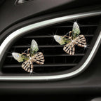 Bling Butterfly Car Vent Clips Rhinestone Decor - Cute Air Freshener & Aromatherapy Accessories for Women, Girls Dashboard Interior Decoration Set (green)