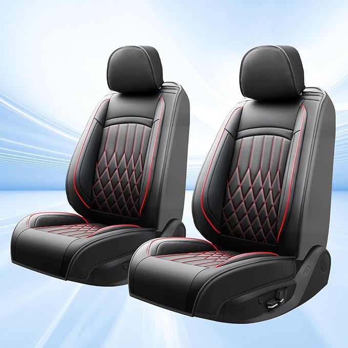 Fit Integra Car Seat Covers for Acura Integra 2023-2026 - Premium Leather, Waterproof, All-Weather, Airbag Compatible, Breathable, Seat Protectors, Only 2 Front seat Covers, Redline