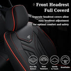 Coverado Seat Covers, Car Seat Covers Full Set, Leather Seat Covers for Cars, Automotive Seat Covers Car Seat Protector Car Accessories Fit for Most Sedans SUV Pick-up Truck(Black&Red)