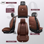 OASIS AUTO Car Seat Covers Full Set Premium Waterproof Faux Leather Cushion Universal Accessories Fit SUV Truck Sedan Automotive Vehicle Auto Interior Protector (OS-001 Brown)