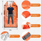 Emergency Sleeping Bag for Survival: 2 Pack Thermal Bivy Sack - 90% Heat Retention in 3 Seconds - 15°C Perceived Temperature Increase - 95% Full-Body Coverage for Family Camping