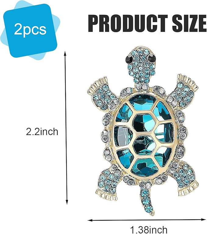 2 PCS Sea Turtles Car Air Fresheners Vent Clips, Cute Sea Turtles Decor Ocean Themed, Glamorous Turtle Car Accessories for Women, Refillable Interior Decoration Outlet Diffuser (Blue)