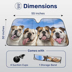 GENANY Cute English Bulldog Dog Group Funny Windshield Sun Shade for Car SUV Truck (55x30 Inches), Car Sun Shade Windshield, Protector Blocks UV, Spring Car Decor